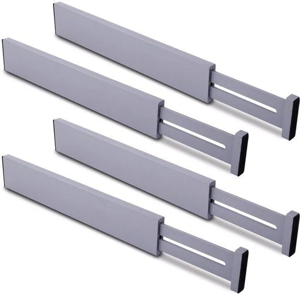 Séparateurs de tiroir extensibles en bambou gris, pack de 4 modules