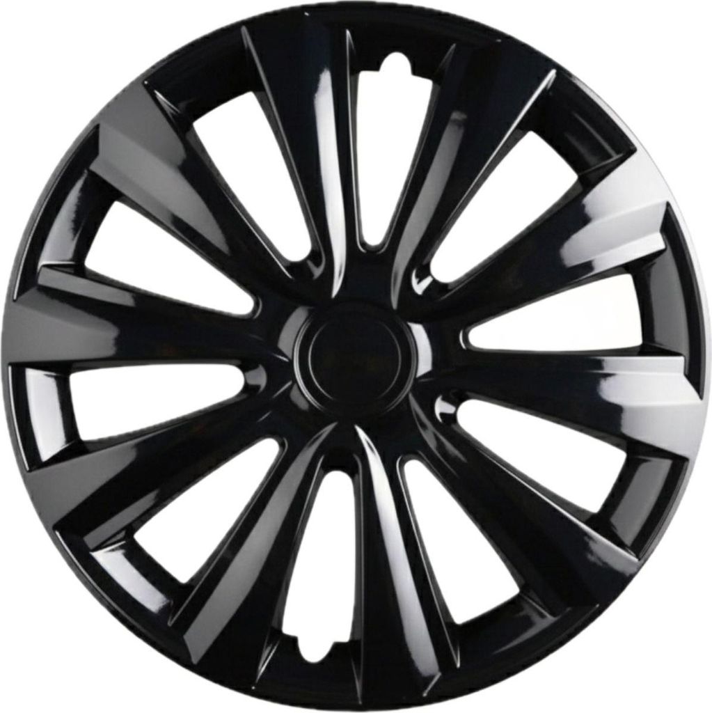TRIMAK Radkappen 13, 14, 15, 16 Zoll Schwarz Silber 4er-Set, Radkappen Zoll:16 Zoll, Radkappen Farbe Und Typ:Schwarz Star