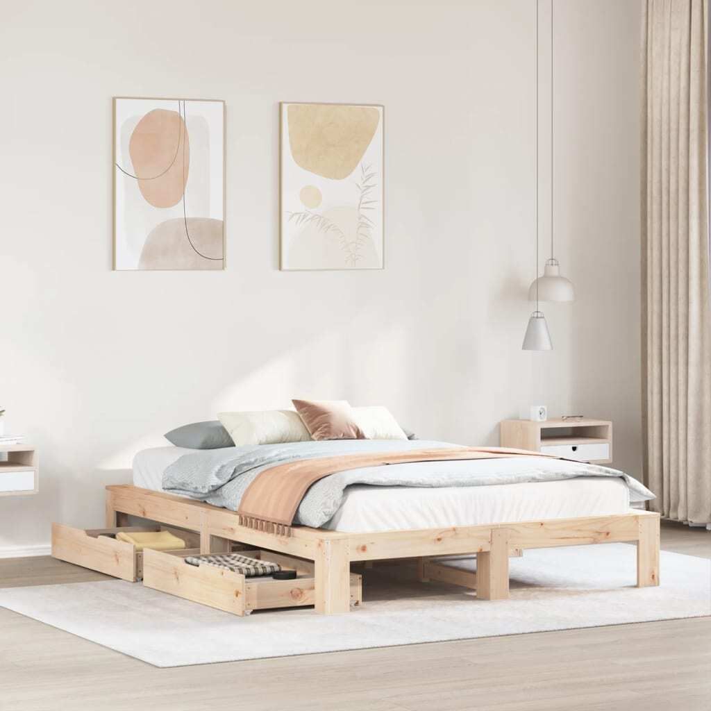 Maison Exclusive - Massivholzbett ohne Matratze 140x190 cm Kiefernholz