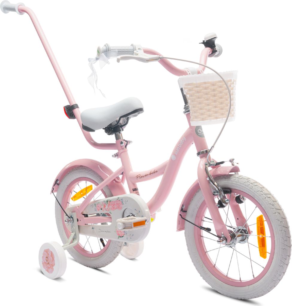 Mädchenfahrrad 14 Zoll Glocke Zusatzräder Schubstange Produktbild 