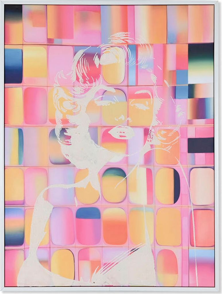 Bild Home ESPRIT Gelb Blau Weiß Rosa Polystyrol Canvas Modern 94 x 4 x 123,5 cm (2 Stück)