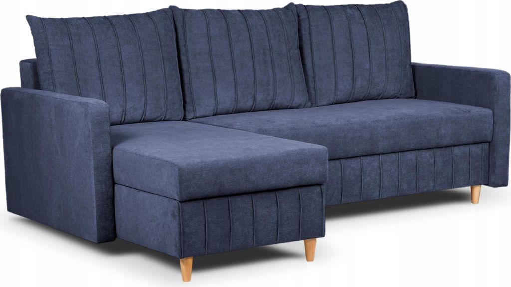 Sofa mit Schlaffunktion - Ecksofa - 224 x 98 x 146 cm - mit Stauraum - Blau - Couchgarnitur - Modernes Design - CANNY