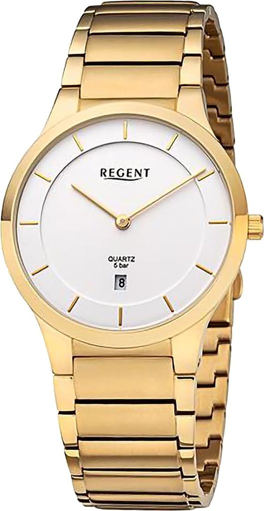 Regent Metall Herren Uhr Armbanduhr Quarz gold Metallarmband D2URF1347