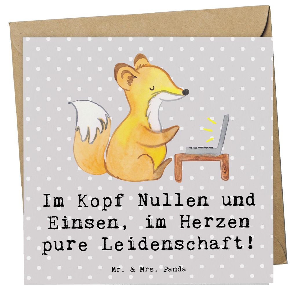 Mr. & Mrs. Panda doppelkarte Programmierer Herz - Grau Pastell - Geschenk, Glückwunschkarte, anlasskarte, Berufsleben, Berufsliebe, Kreativität, ...