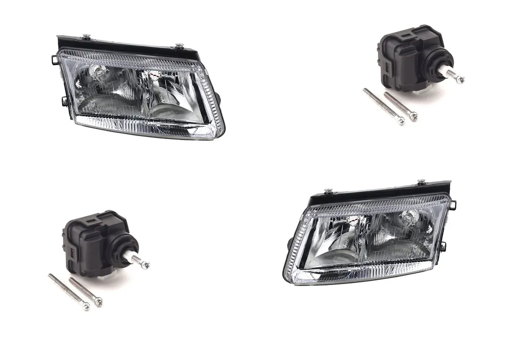 Johns, fari adatti per VW Passat 3B 96-00 set FF H7 H4 Lin. Re. w. Servomotore 1H0941295E 1H0941295C 4A0941295 3B0941017M 3B0941018M