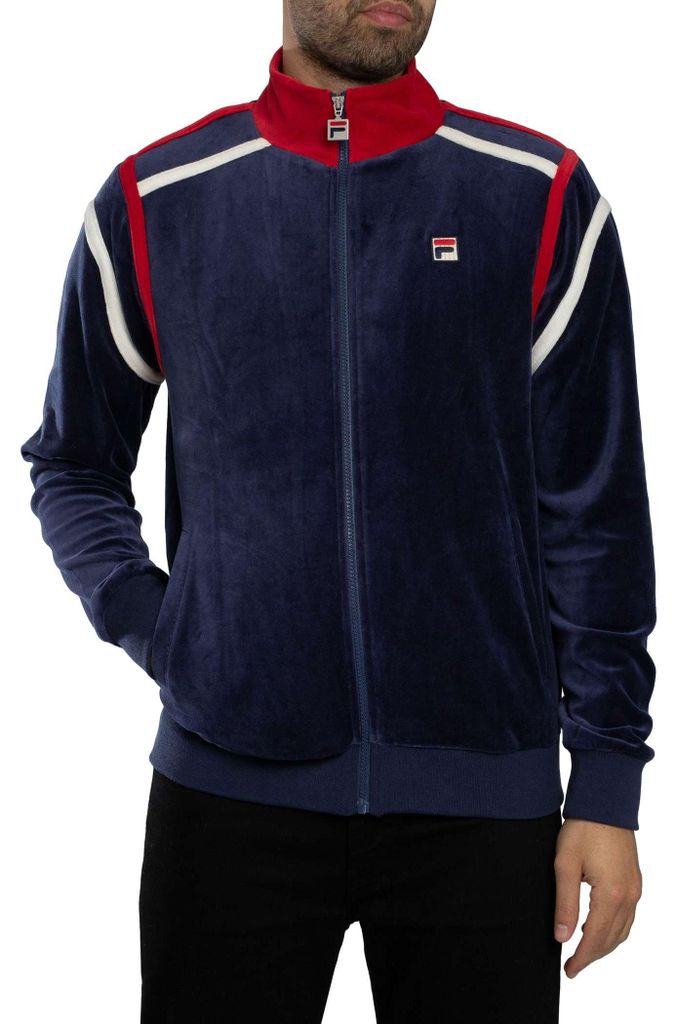 Fila Gabriele Trainingsjacke mit Kontrasteinsatz, Blau 3XL