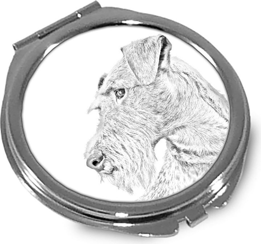 Irischer Terrier, Irish Terrier - Taschenspiegel mit Hund, personalisierter Taschenspiegel, kompakter Spiegel mit Art-Dog-Logo