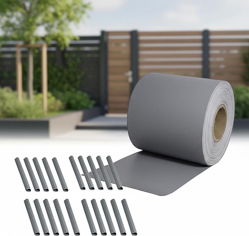 Mucola Sichtschutzstreifen Doppelstabmattenzaun 10x Sichtschutz Zaunfolie blickdicht Zaun Streifen Zaunblende - 35m Grau