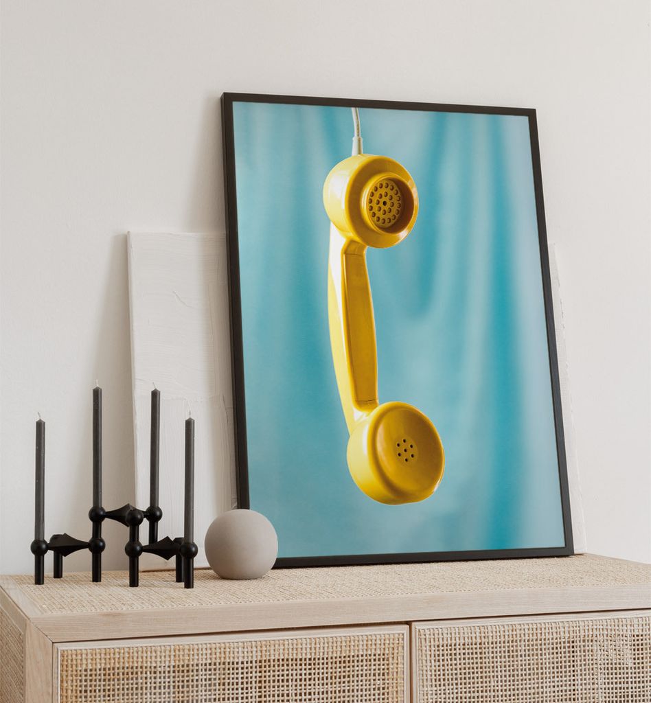 Poster Vintage Telefon, groesse_poster:40x50 cm, groesse_rahmen:weiß Passepartout 50x70 cm