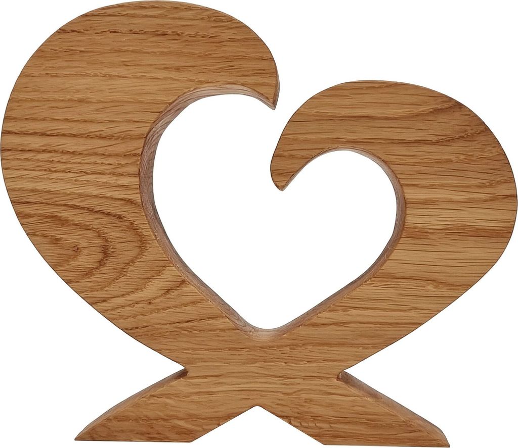 Rustikales Holzherz Eiche massiv geölt Dekoherz Herz aus Holz Tischdeko 40.12-007