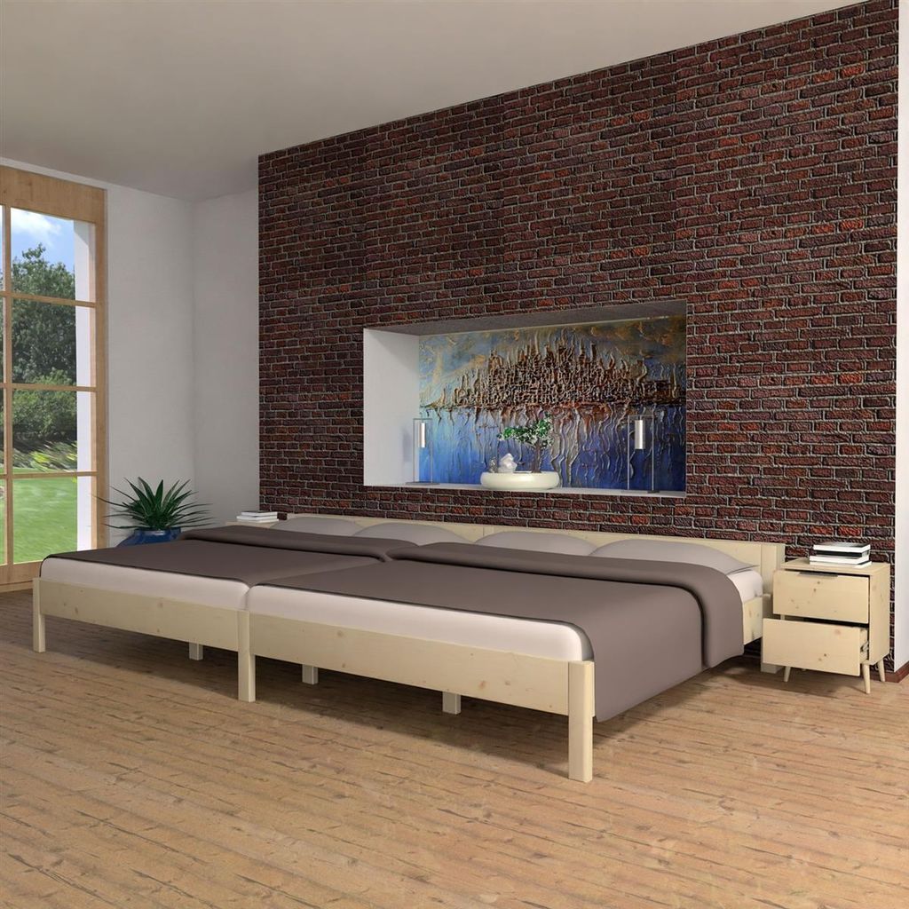 Familienbett "Familien-Nesterl" 360 220 43 Fichte 180/180cm mit Ablage