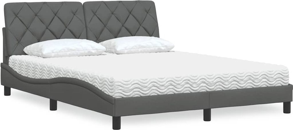 Maison Exclusive - Bett mit Matratze Dunkelgrau 160x200 cm Stoff