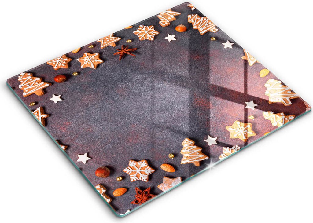 Glasschneideplatte - Herdabdeckplatte - 60x52 - Schneidebrett - Spritzschutz - Lebkuchen Weihnachten