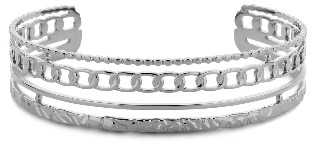 CO88 Collection 8CB-91211 Stalen Bangle met meerdere lagen - 16mm Breed - Staal - Zilverkleurig