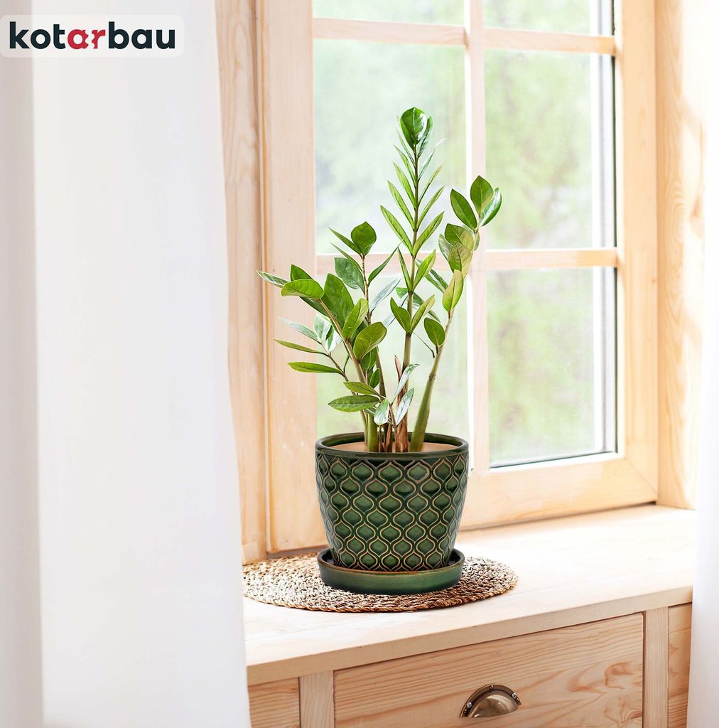 KOTARBAU® Grün Keramik Blumentopf ⌀ 12 cm Vintage