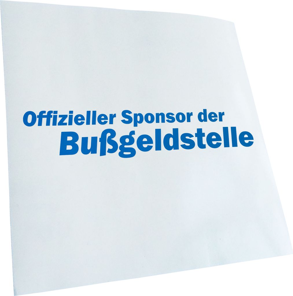 Kiwistar - Autoaufkleber - azurblau - 60 x 12 cm - Sponsor der Bußgeldstelle - Heckscheibenaufkleber - Aufkleber für Auto Kfz Fahrrad, LKW, Truck...
