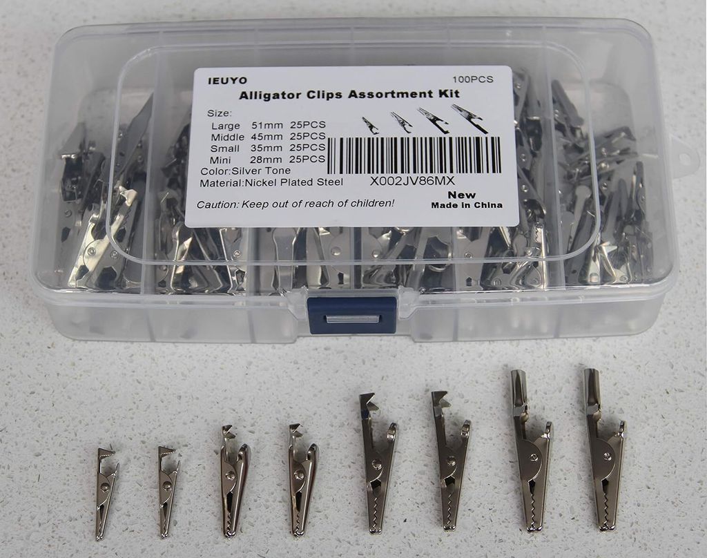 Mehrzweck-Mini-Krokodilklemmen aus Metall für Batterietestkabel, Stahl-Krokodilklemmen, Tischkartenhalter, silberfarben, vernickelt, groß/mittel/...
