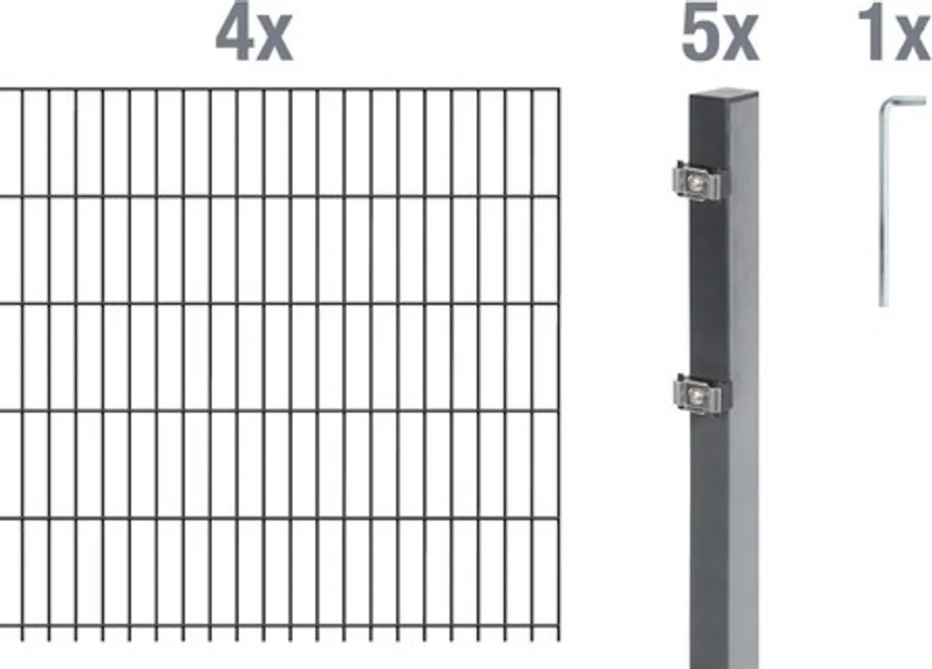 Grillage Rigide Double Fil Anthracite Set Complet 8m de Longueur