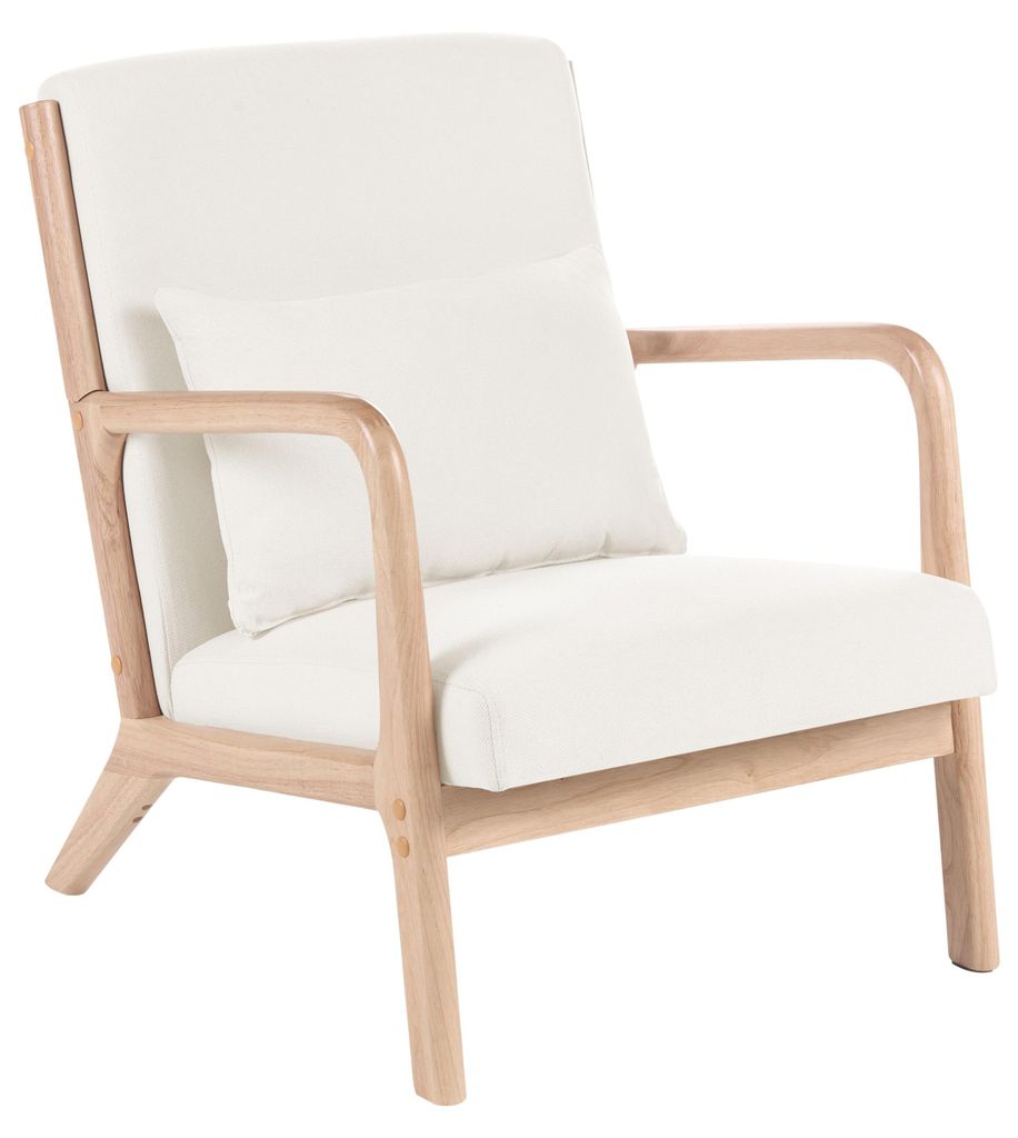 BELIANI Sessel Cremeweiß Stoff Gepolstert mit Holzgestell Modernes Design Wohnzimmer Esszimmer Polstersessel Stoffsessel