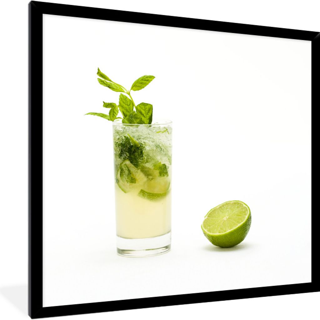 MuchoWow® Gerahmtes Poster Mojito mit frischen Minzblättern Produktbild 