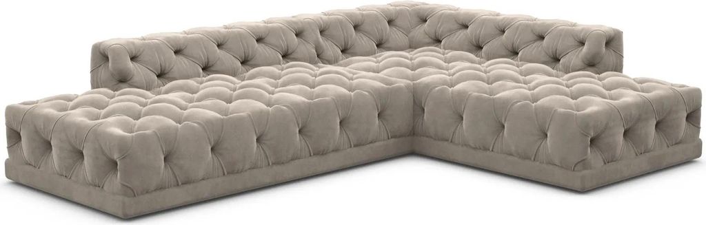 Samtstoff L-Form Lounge Sofa Meliva Taupe Rechts