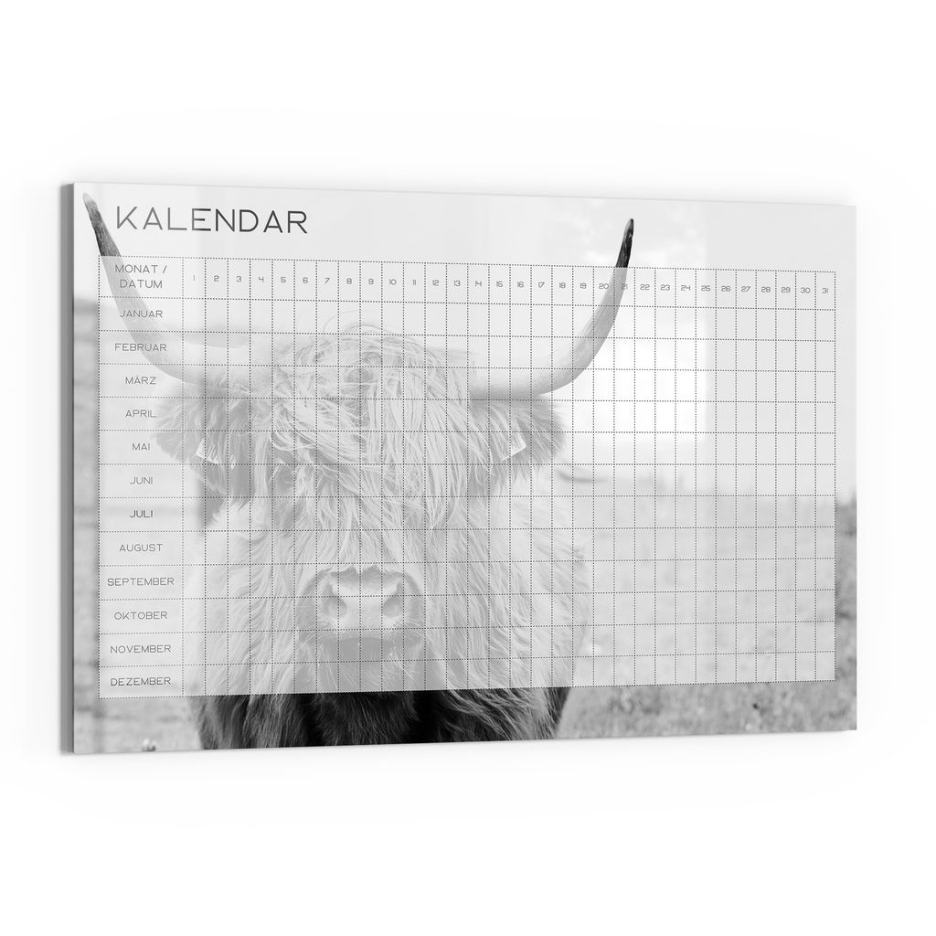 DEQORI Magnettafel Glas 60x40 cm 'Kalendar Rind (DE)' beschreibbar Whiteboard Küche