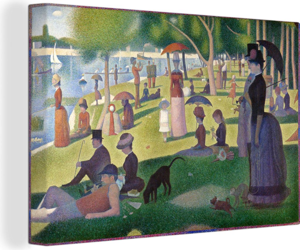 OneMillionCanvasses - Leinwandbilder - 150x100 cm, Sonntagnachmittag auf der Insel La Grande Jatte - Gemälde von Claude Monet, Wandbilder Kunstd...