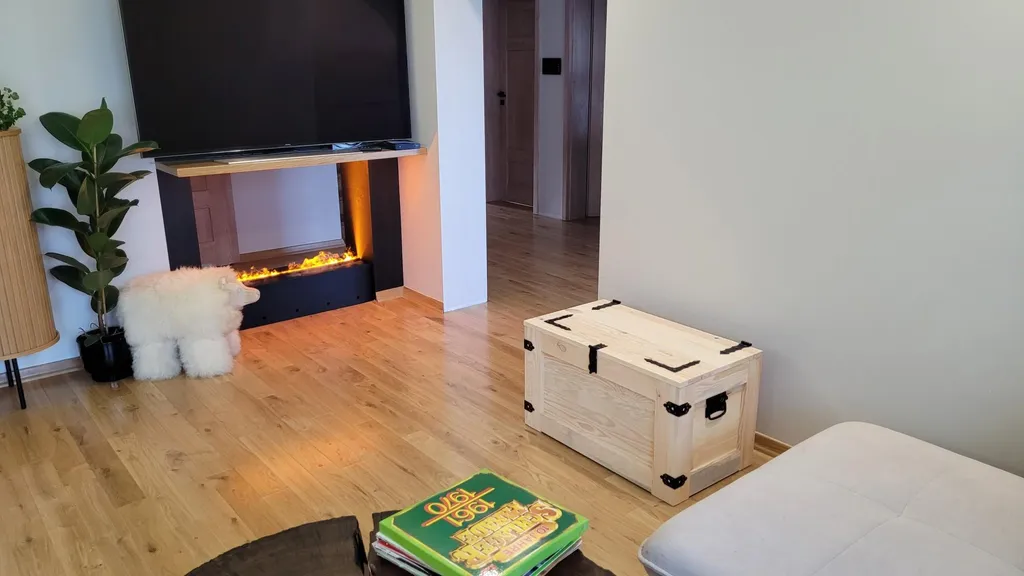 Bac de rangement 80 cm en bois pour jouets et bûches avec roues mobiles - 7