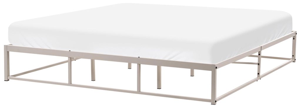 BELIANI Metallbett Hellbeige Eisen mit Lattenrost 180 x 200 cm ohne Kopf- und Fußteil Industrie-Design Modern Schlafzimmer Doppelbett Eisenbett