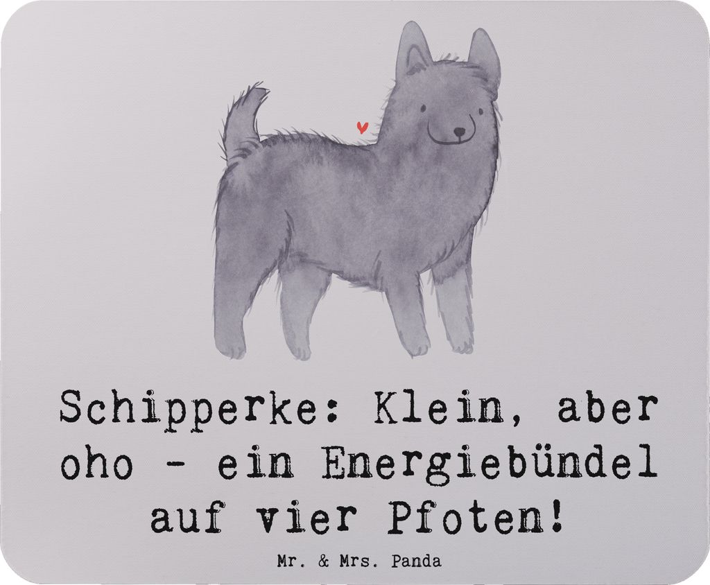 Mr. & Mrs. Panda Mauspad Schipperke Energie - Grau Pastell - Geschenk, Vier Pfoten, Haustier, Hunderassen, verspielter Hund, Hunde, Mousepad, lapto...