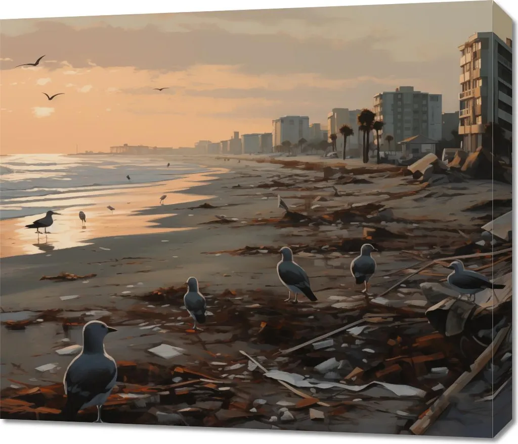 Image Mouettes après la tempête 70 x 60 cm - Évadez-vous depuis chez vous