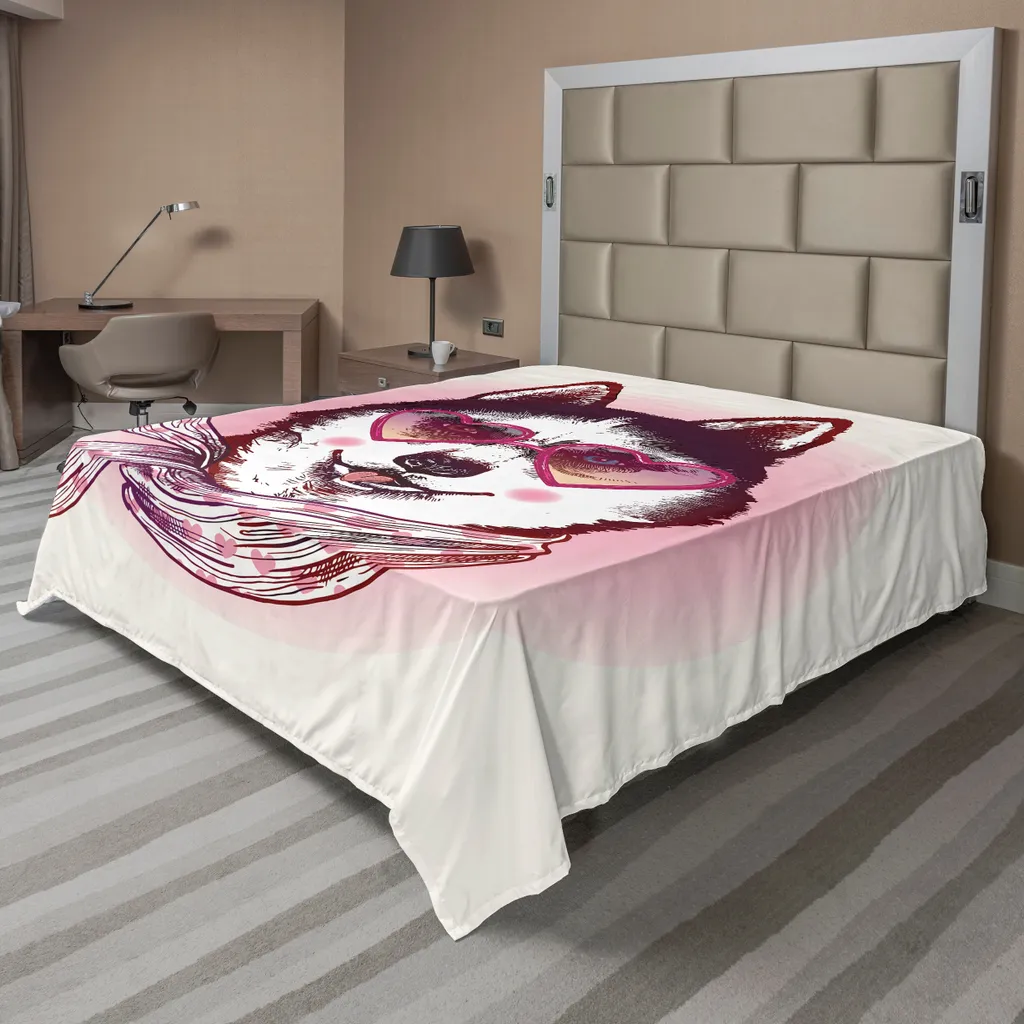 Lenzuolo Estetico Husky Hipster ABAKUHAUS Rosa Crema - Bed Decor