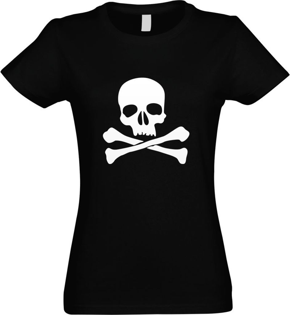 Kiwistar - T-Shirt tailliert - Damen - schwarz - Totenkopf - Todessymbol - Piraten - mit Motiv Bedruckt - Funshirt Design - Sport - Freizeit - Dame...