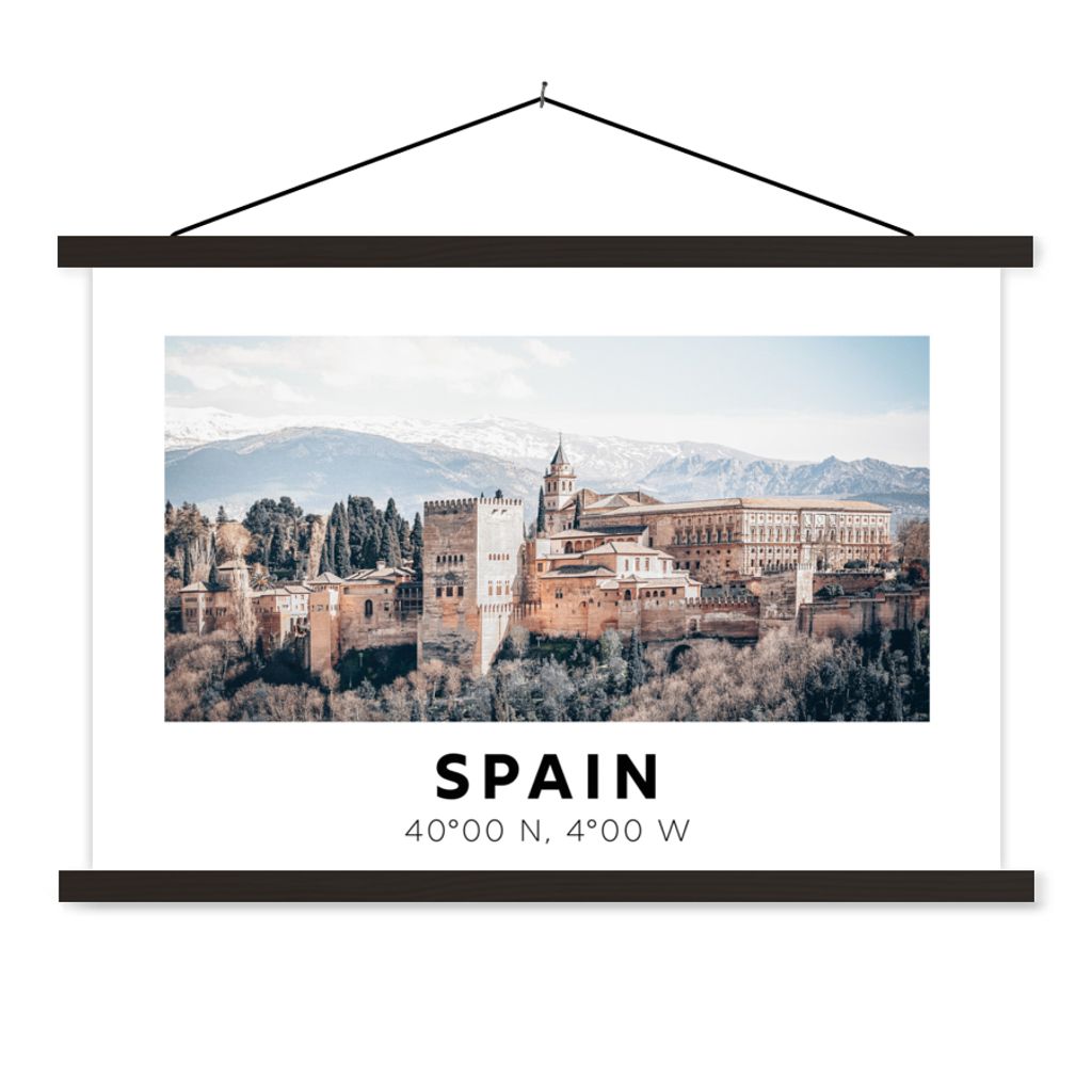 MuchoWow Textilposter Spanien - Schloss - Vintage - Sommer 150x100 cm mit schwarzem Rahmen - Schlafzimmer