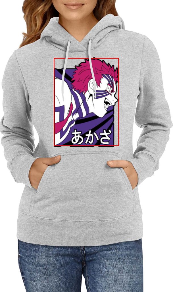 Damen Kapuzenpullover Anime Manga Demon Anime Slayer Akaza 03 Upper Rank Akaza, Lady S / Grau