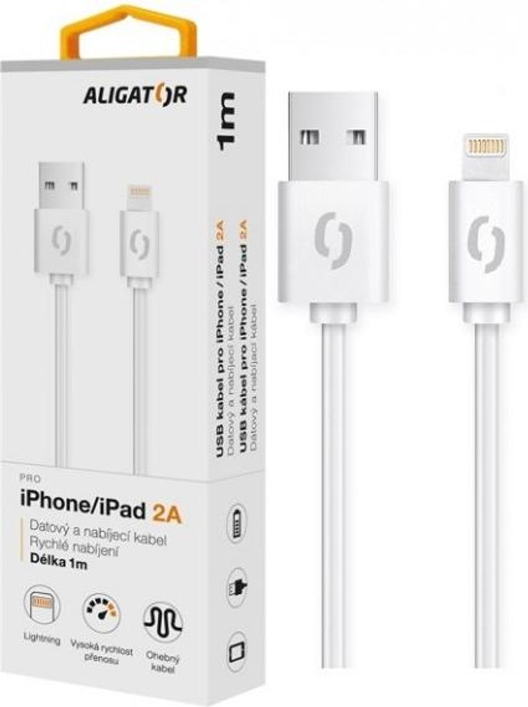 ALIGATOR Datenkabel 2A, Lightning weiß
