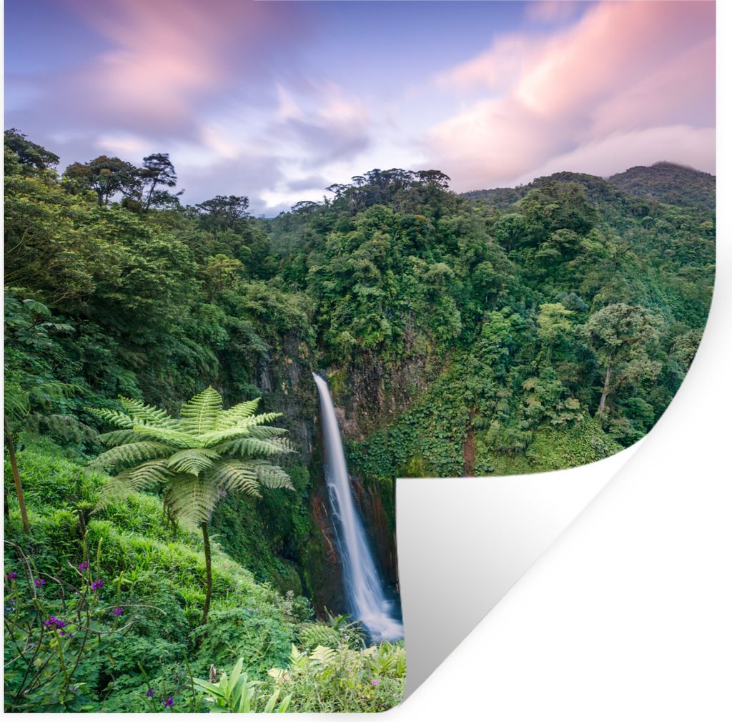 MuchoWow Wandtattoo Wandsticker Wandaufkleber Blick auf einen Wasserfall im fantastischen Regenwald in Costa Rica 50x50 cm Selbstklebend und Repo...