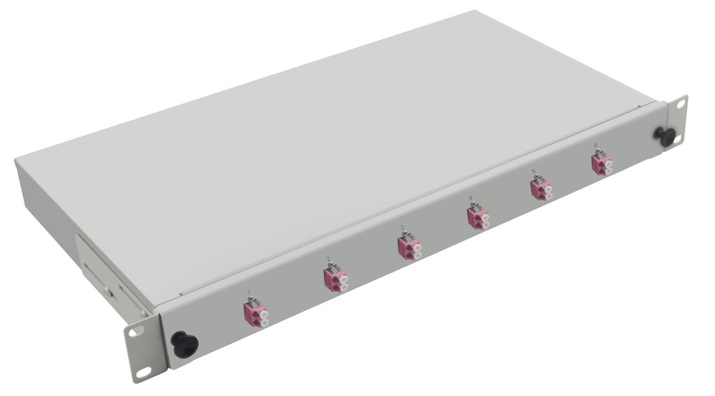helos LWL 19" Breakoutbox mit 6x LC Duplex Kupplungen OM4, grau
