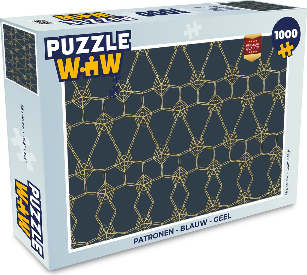 MuchoWow Puzzle 1000 Teile Muster - Blau - Gelb - Erwachsene - Rätsel
