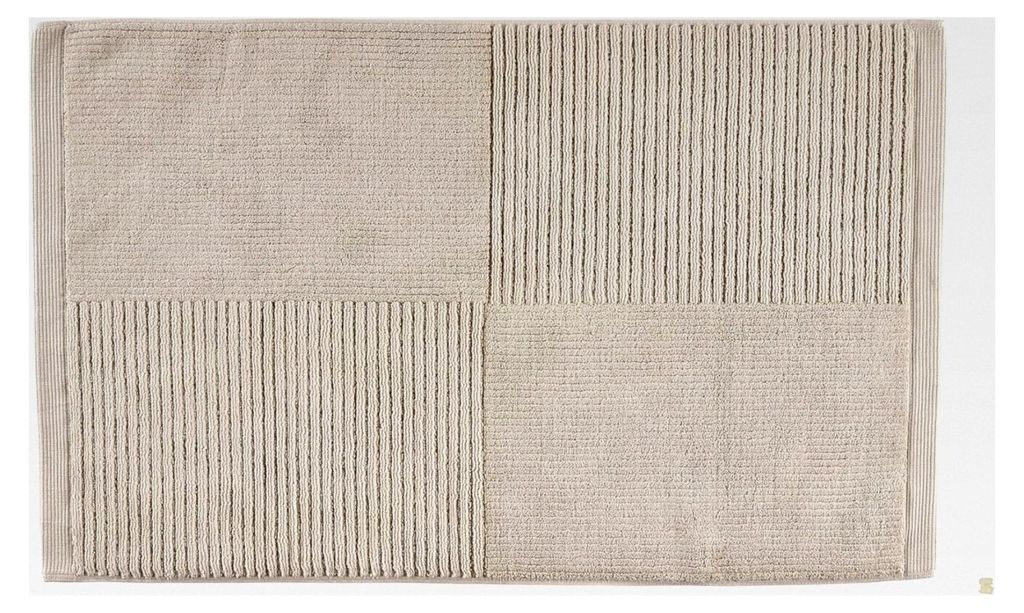 Badematte, rutschfester Badteppich aus 100% Baumwolle, waschbar, 80 x 50 cm, Sand