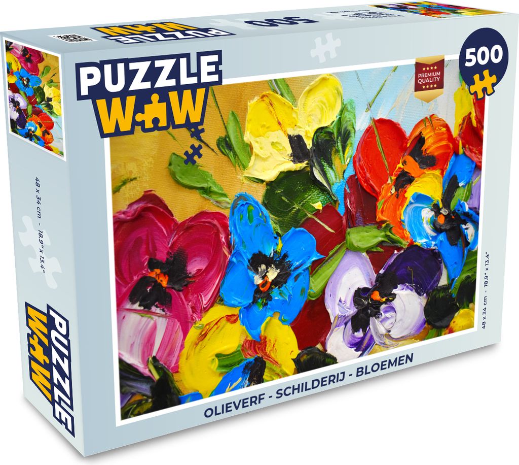 MuchoWow Puzzle 500 Teile Ölfarbe - Malerei - Blumen - 500 Teile - Kinder - Selberbauen - Puzzlespiele