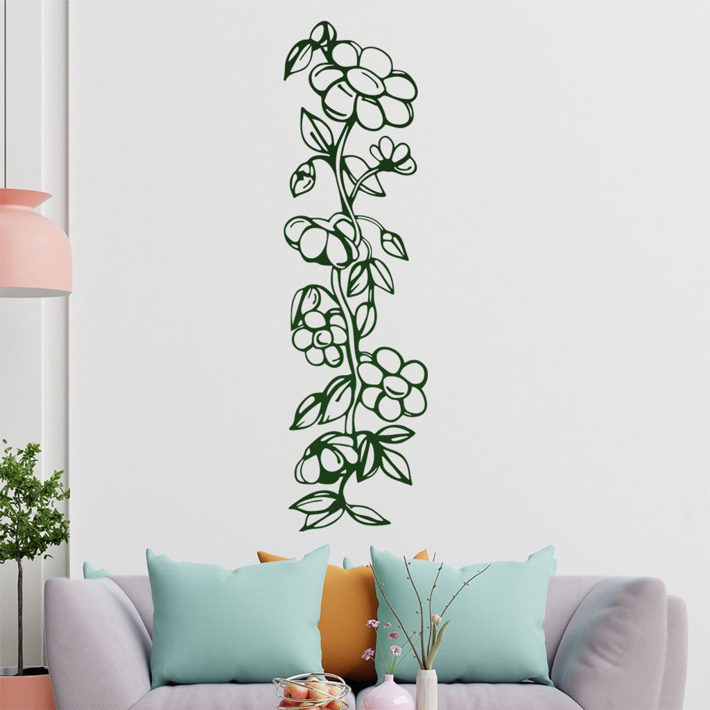 Blumen - Ranken Wandtattoo in 6 Größen - Wandaufkleber Wall Sticker - Dekoration, Küche, Wohnzimmer, Schlafzimmer, Badezimmer