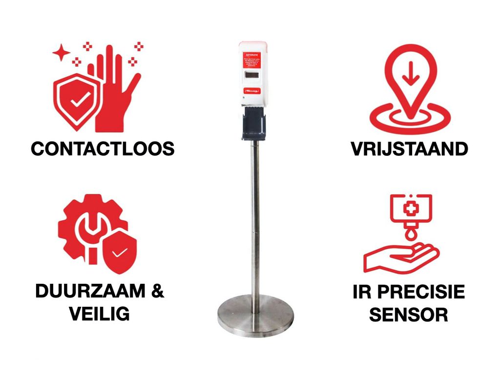 Neilsen No Touch Desinfektionssäule mit Sensor und automatischem Spender - inkl. Batterien und 1 Liter Handdesinfektionsgel