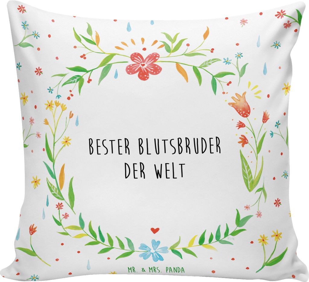 Mr. & Mrs. Panda Deko Kissen Blutsbruder - Weiß - Geschenk, Blutsgeschwister, Brother, couch, Bester, Sofakissen, bedruckt, Dekokissen, Sofa, Brud...