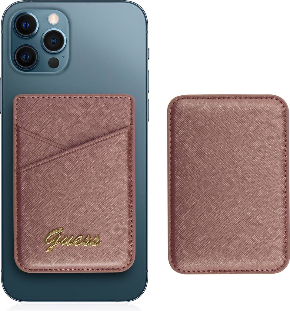 Guess Wallet Card Slot GUWMSSASLPI MagSafe Saffiano-Rosa/Rosa Handyhülle