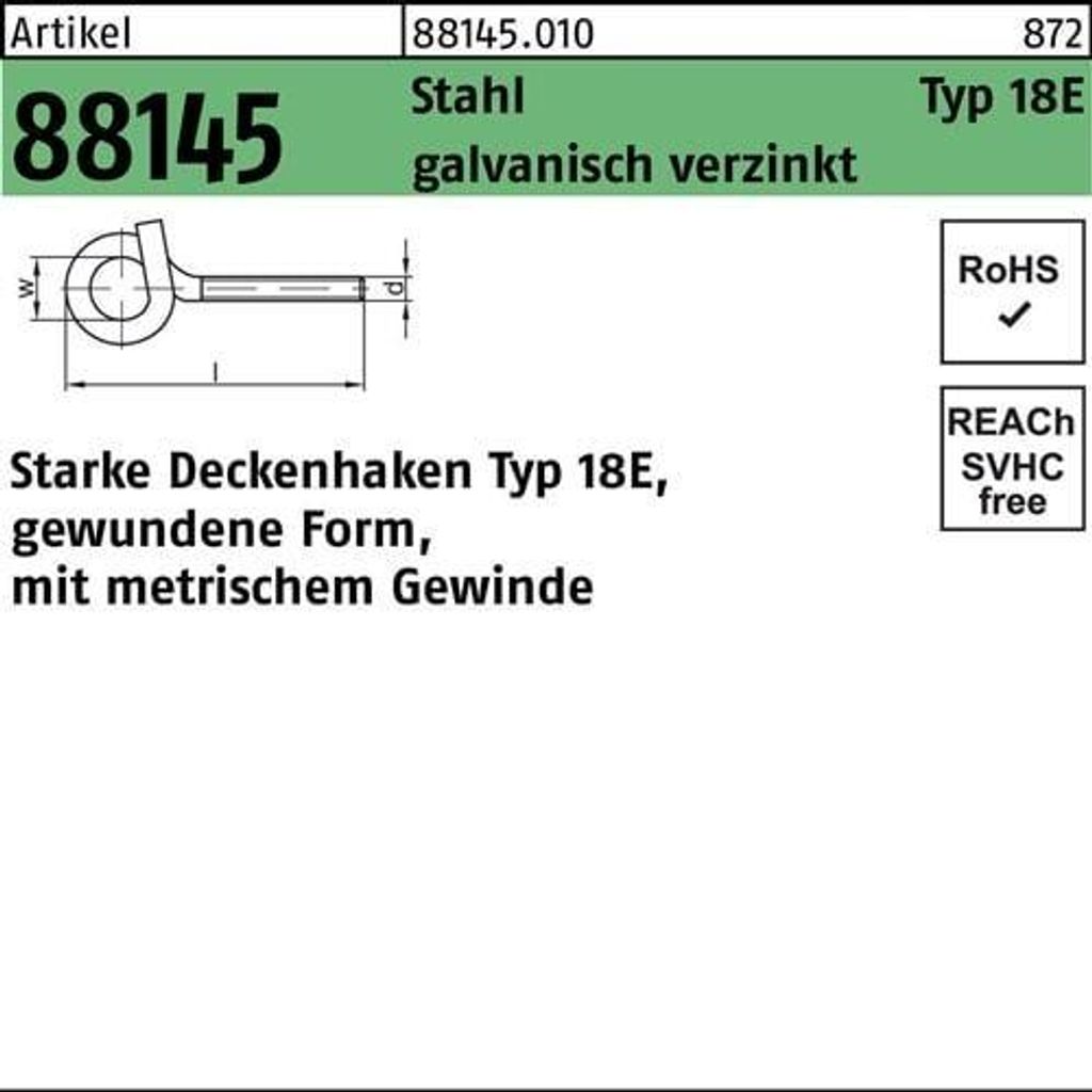 Reyher  Starke Deckenhaken Typ 18E M 10x120 Zn Zn (20 Produktbild 
