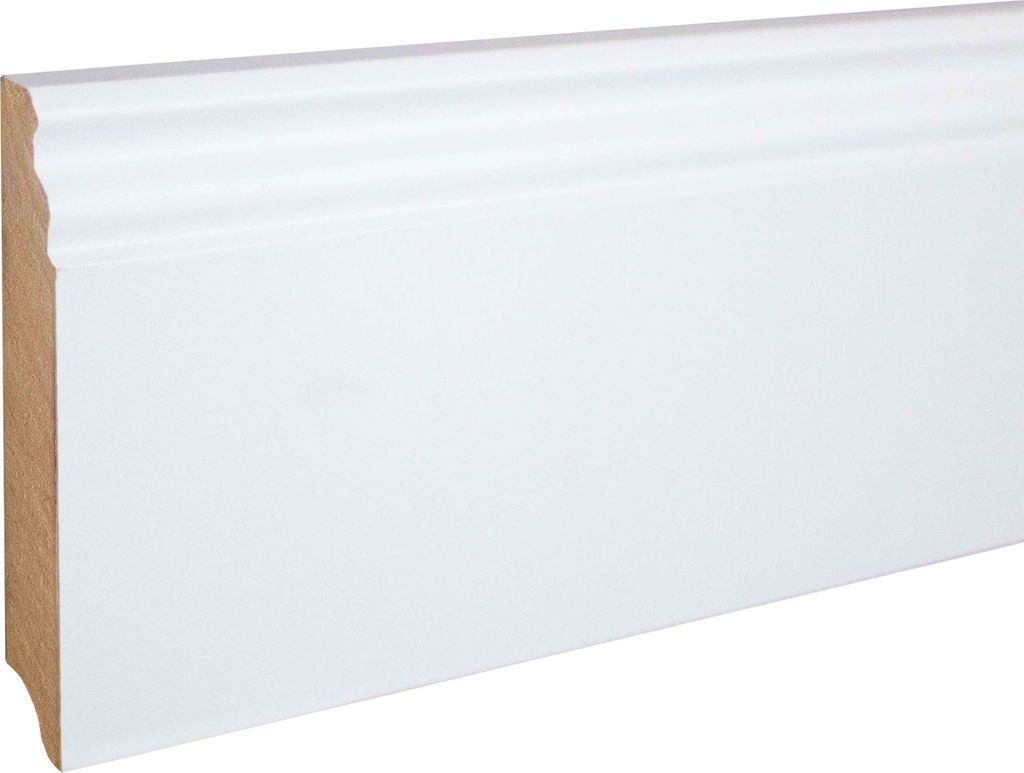 Sockelleiste Berliner Profil Hamburger Leiste 16 x 100 x 2500 mm Weiß MDF-Kern foliert Fußleiste Klassisch by PROVISTON 25 Meter | 10 Stück