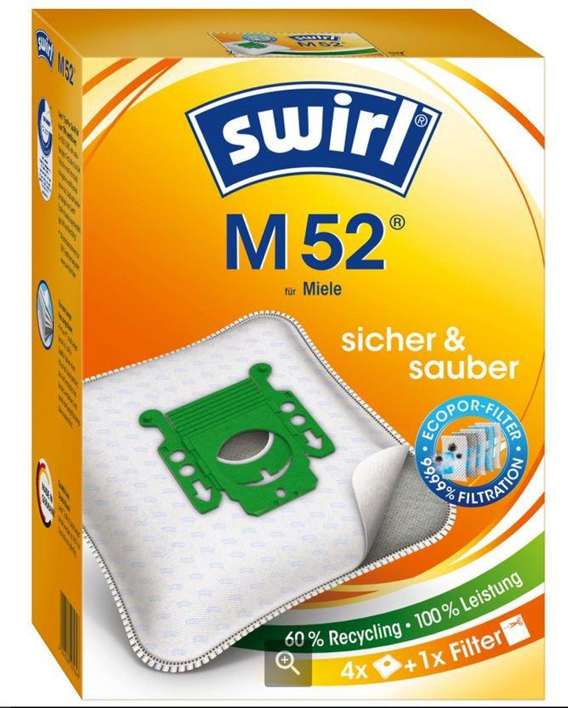 10 Sacchetti Per Aspirapolvere Compatibili Miele Serie S140, S157, S168, S169, S1 – In Carta Multistrato
