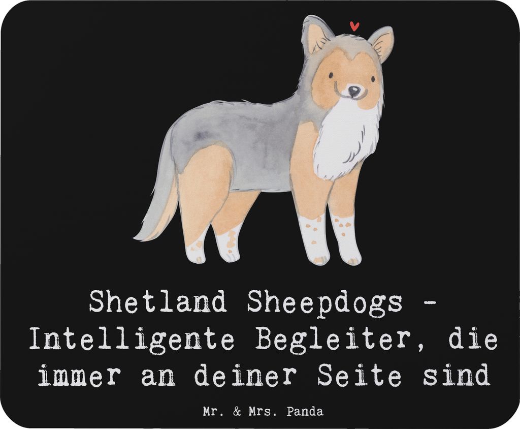 Mr. & Mrs. Panda Mouse Pad Shetland Sheepdog Freund - Schwarz - Geschenk, agiler Hund, intelligente Begleiter, Merkmale, Schottische Hunderasse, pc...