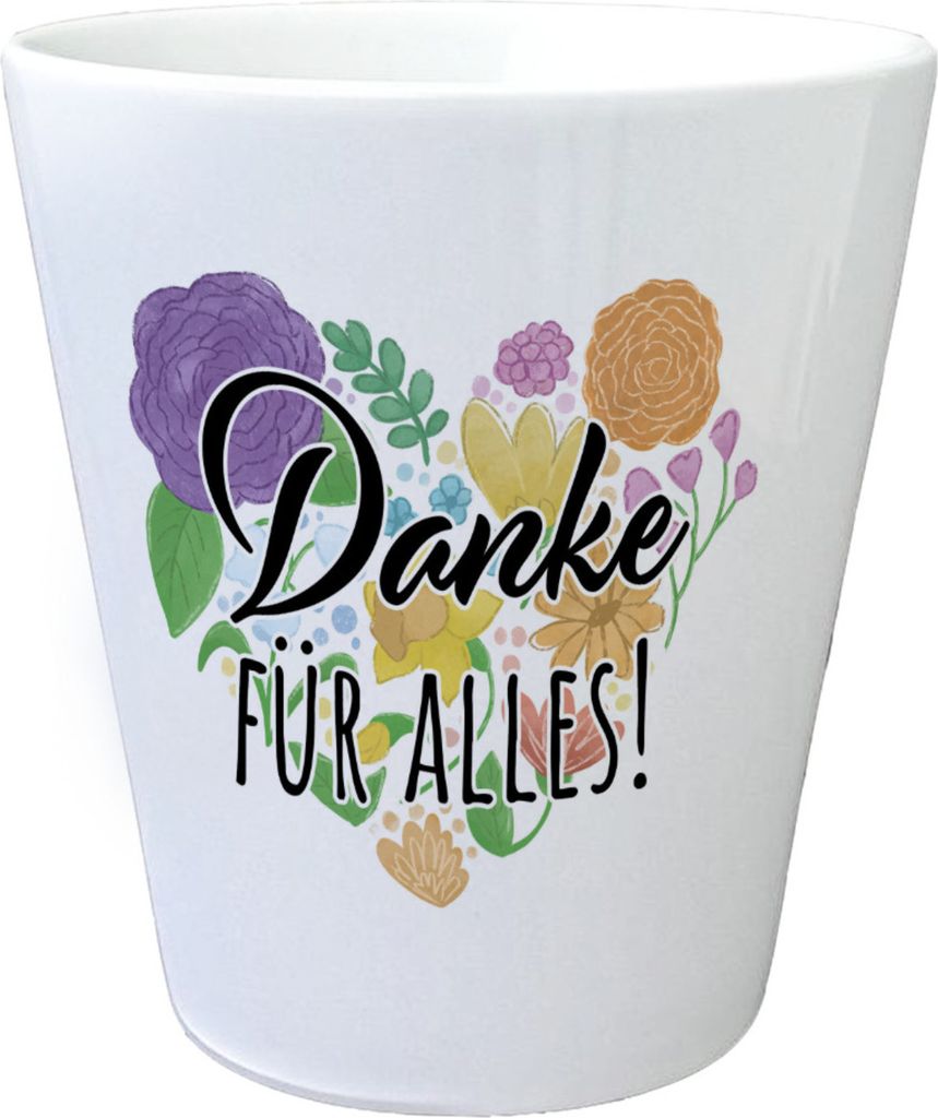 Danke für alles Blumentopf mit Herz aus Blumen
